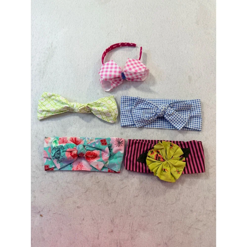 Matilda Jane Girls Headband Lot 5pc Floral Gingham Striped Bows OS